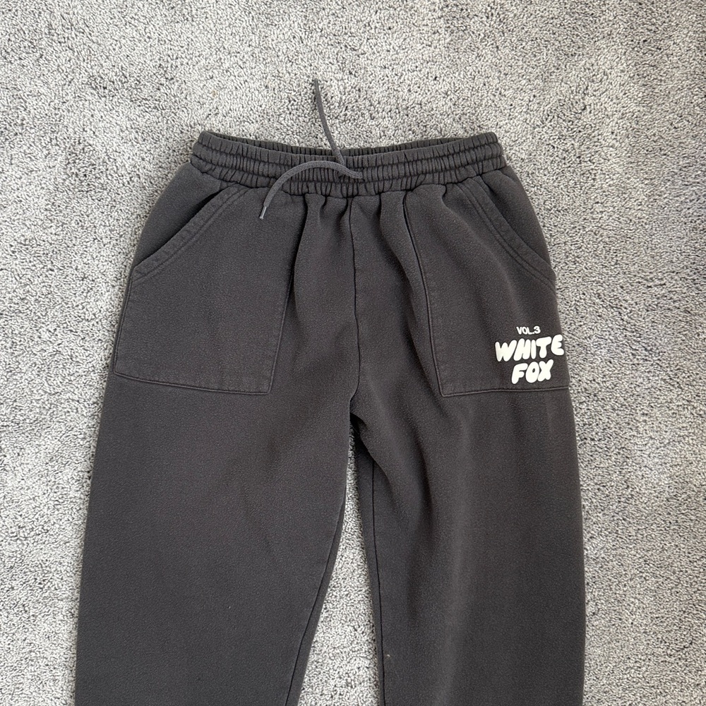 Black Joggers with White Fox Logo